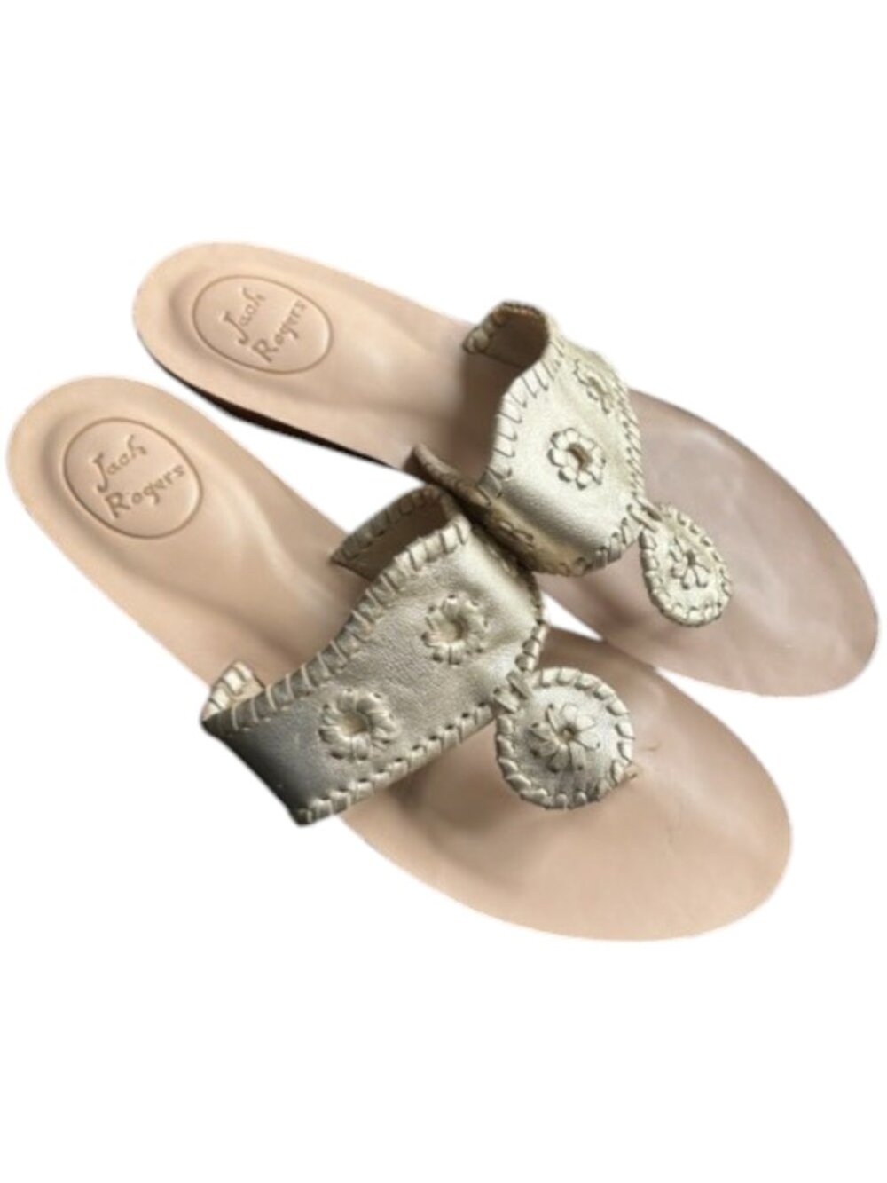 Jack Rogers Demi-Wedge Toe Post Rondelle Sandals - Gold - 10M